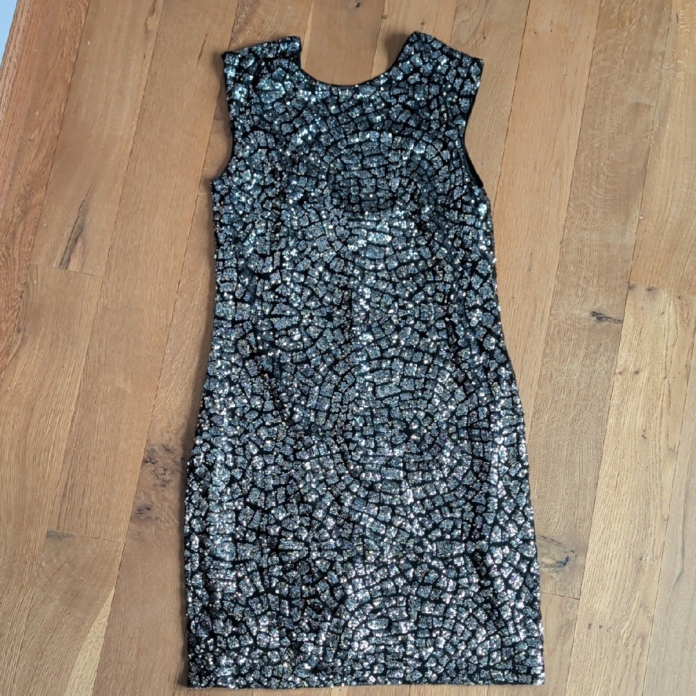 H&M Black and Silver Sequin Mini Dress